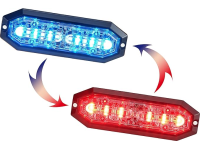 Sarkanas Zilas Gaismas Krāsa 6 LED Bākuguns Restē 12W ECE R65 TB1 SAE J595